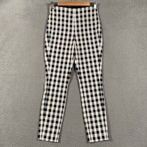 rag & bone Simone Pant Womens 6 Black White Gingham High Rise Slim Ankle Trouser